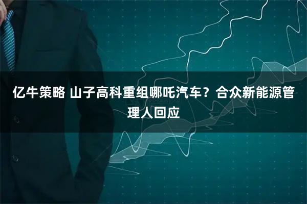 亿牛策略 山子高科重组哪吒汽车？合众新能源管理人回应